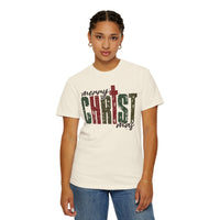 Distressed Merry ChrisTmas Faith - Comfort Colors | Trendy Men's and Women's T-Shirt. Direct to Garment. Printed & Shipped in the USA. Unisex Sizes.