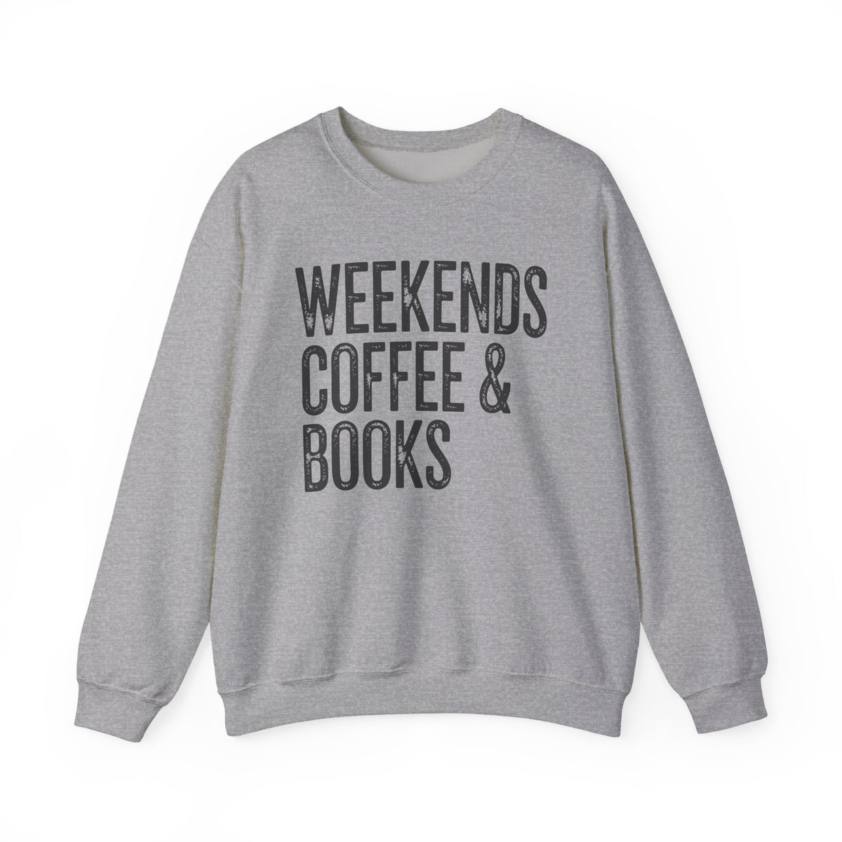 Weekends, Coffee & Books, Vintage – Gildan Heavy Blend | Trendy Women’s and Men's Soft Sweatshirt. Direct to Garment. Printed & Shipped in the USA. Unisex Sizes.