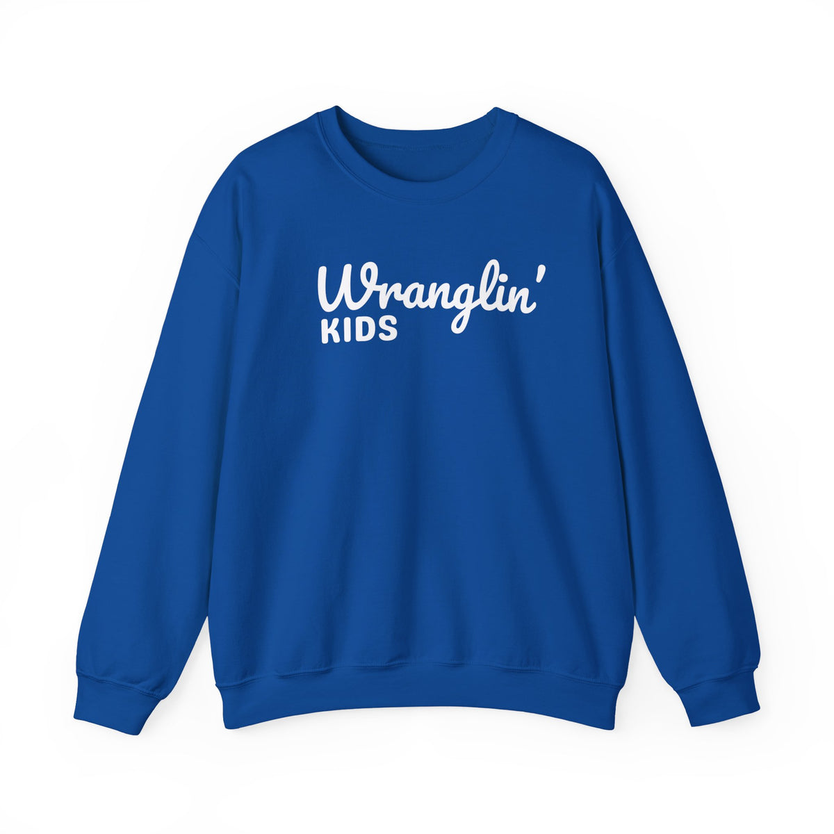 Wranglin' Kids Funny Mom Dad – Gildan Heavy Blend | Trendy Women’s and Men's Soft Sweatshirt. Direct to Garment. Printed & Shipped in the USA. Unisex Sizes.