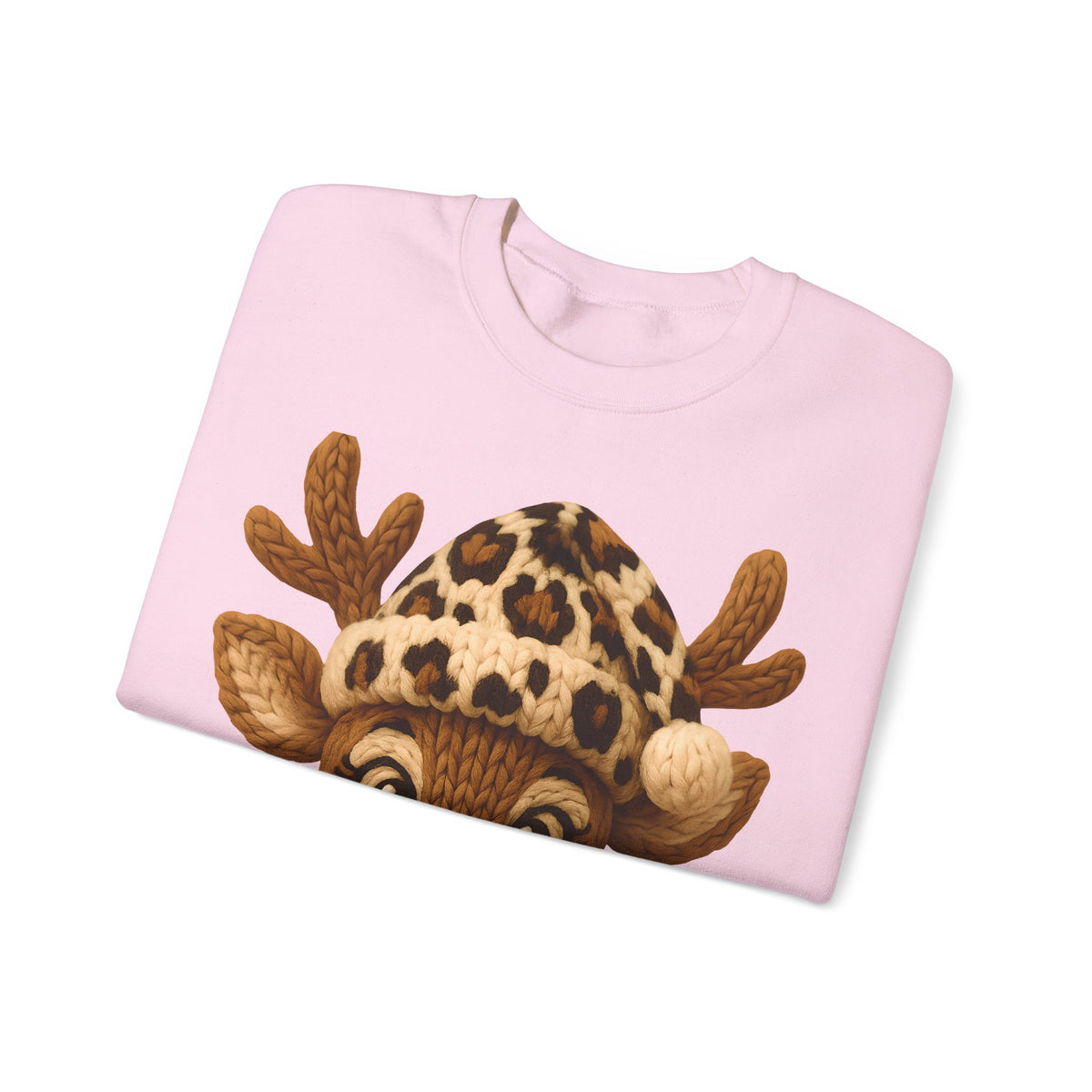 Rudolph Reindeer Leopard Santa Hat Christmas – Gildan Heavy Blend | Trendy Women’s Soft Sweatshirt. Direct to Garment. Printed & Shipped in the USA. Unisex Sizes.