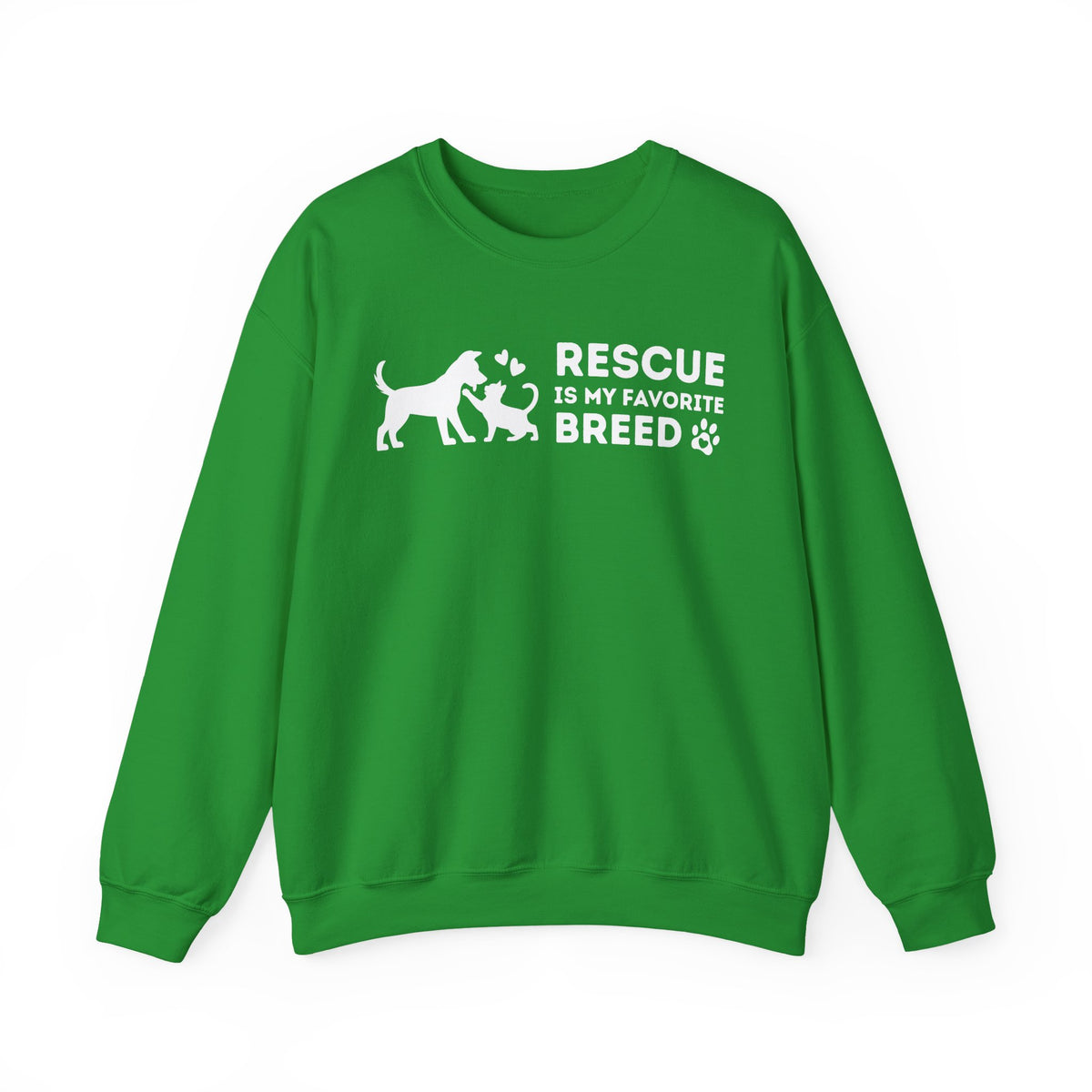 Rescue Is My Favorite Breed *This Shirt Saves Lives* – Gildan Heavy Blend | Trendy Men's and Women’s Soft Sweatshirt. Direct to Garment. Printed & Shipped in the USA. Unisex Sizes.