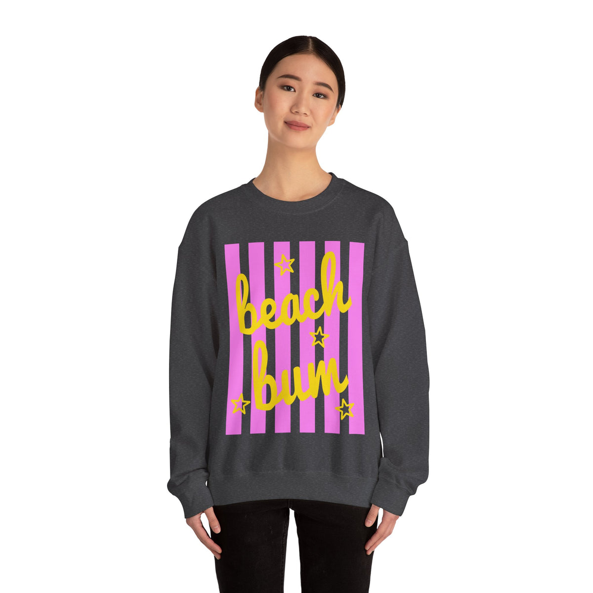 Beach Bum – Gildan Heavy Blend | Trendy Men's & Women’s Soft Sweatshirt. Direct to Garment. Printed & Shipped in the USA. Unisex Sizes.