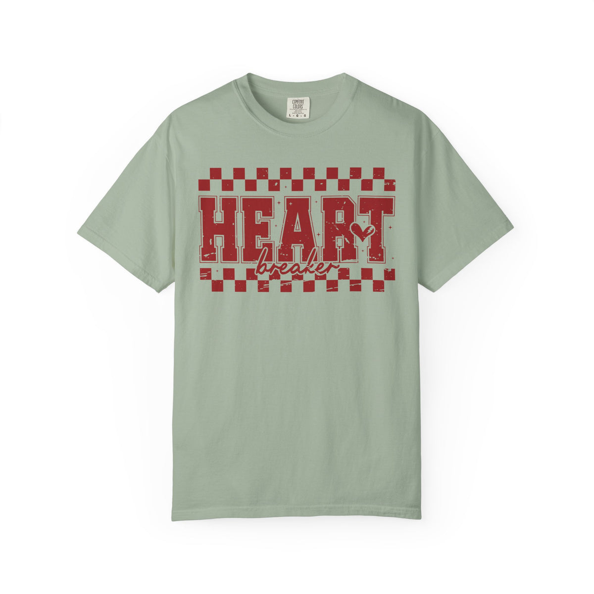 Heart Breaker, Red Checkered Distressed - Comfort Colors | Trendy Women's T-Shirt. Direct to Garment. Printed & Shipped in the USA. Unisex Sizes.