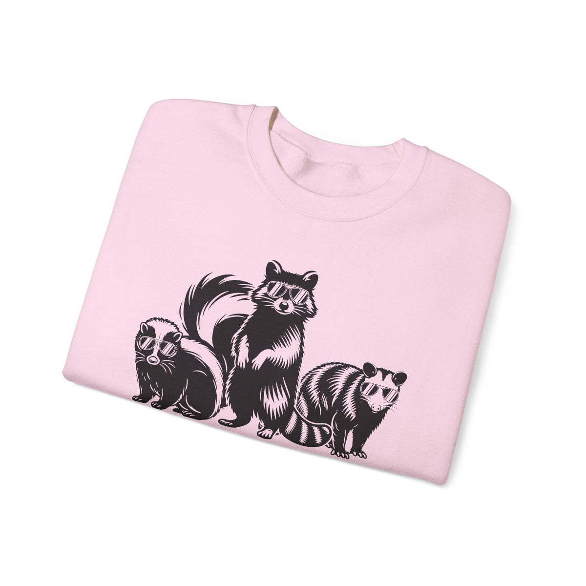 Stay Trashy, Skunk Raccoon Possum – Gildan Heavy Blend | Trendy Women’s and Men's Soft Sweatshirt. Direct to Garment. Printed & Shipped in the USA. Unisex Sizes.