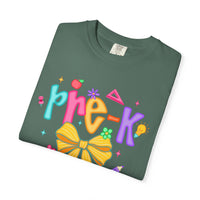 Coquette Pre-K Pencil Bow - Comfort Colors | Trendy Women's T-Shirt. Direct to Garment. Printed & Shipped in the USA. Unisex Sizes.