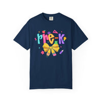 Coquette Pre-K Pencil Bow - Comfort Colors | Trendy Women's T-Shirt. Direct to Garment. Printed & Shipped in the USA. Unisex Sizes.