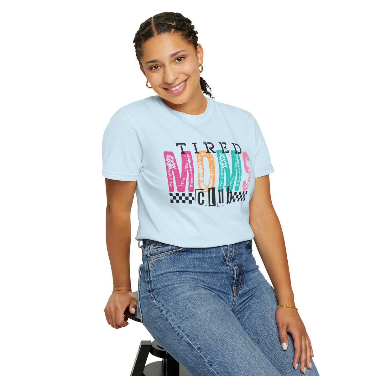 Tired Moms Club Pastel - Comfort Colors | Trendy Women's T-Shirt. Direct to Garment. Printed & Shipped in the USA. Unisex Sizes.