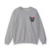 Head Heffa Highland Cow, Front & Back Print – Gildan Heavy Blend | Trendy Women’s Soft Sweatshirt. Direct to Garment. Printed & Shipped in the USA. Unisex Sizes.