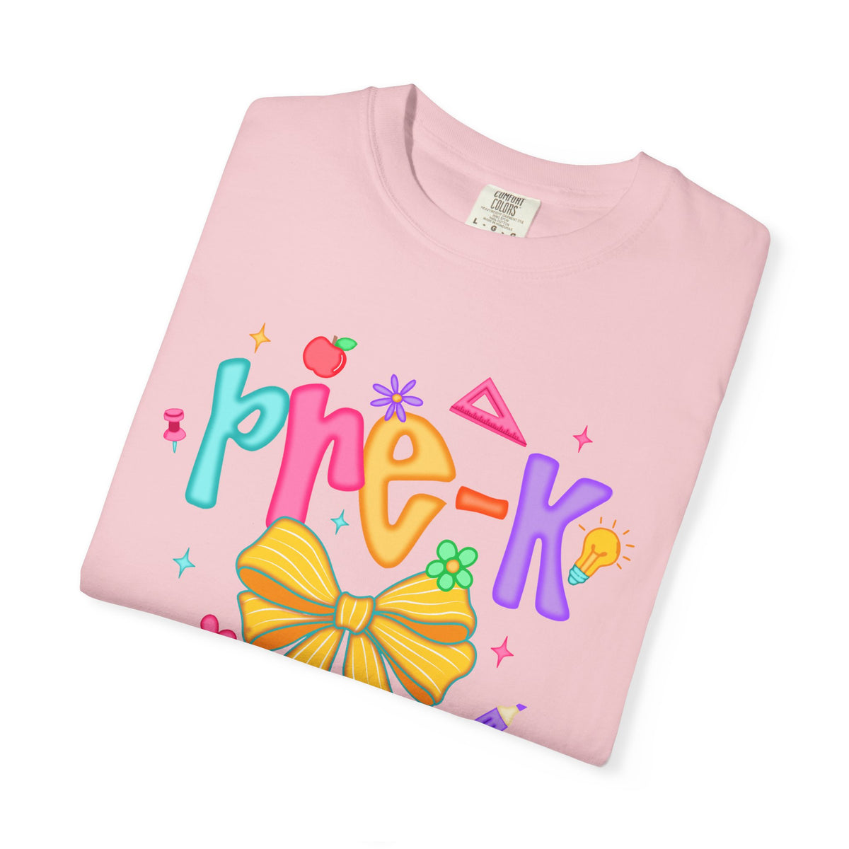 Coquette Pre-K Pencil Bow - Comfort Colors | Trendy Women's T-Shirt. Direct to Garment. Printed & Shipped in the USA. Unisex Sizes.