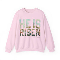 He Is Risen, Christian Floral Easter – Gildan Heavy Blend | Trendy Women’s Soft Sweatshirt. Direct to Garment. Printed & Shipped in the USA. Unisex Sizes.