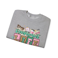 Receptionist Life – Gildan Heavy Blend | Trendy Women’s Soft Sweatshirt. Direct to Garment. Printed & Shipped in the USA. Unisex Sizes.