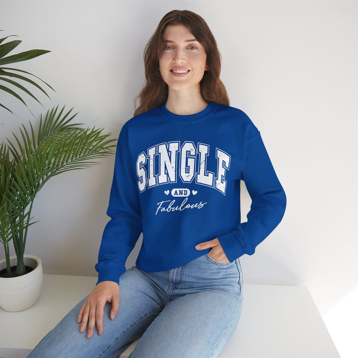 Single and Fabulous - Varsity – Gildan Heavy Blend | Trendy Women’s Soft Sweatshirt. Direct to Garment. Printed & Shipped in the USA. Unisex Sizes.