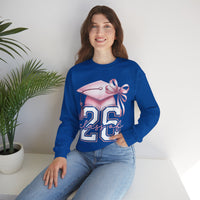 Pink Coquette, Class of 2026 Graduation Cap – Gildan Heavy Blend | Trendy Women’s Soft Sweatshirt. Direct to Garment. Printed & Shipped in the USA. Unisex Sizes.