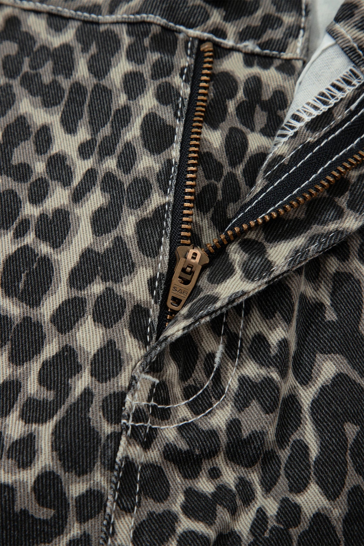 High-Rise Black Leopard Print Barrel Jeans