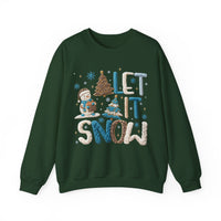 Let It Snow, Snowman – Gildan Heavy Blend | Trendy Women’s Soft Sweatshirt. Direct to Garment. Printed & Shipped in the USA. Unisex Sizes.