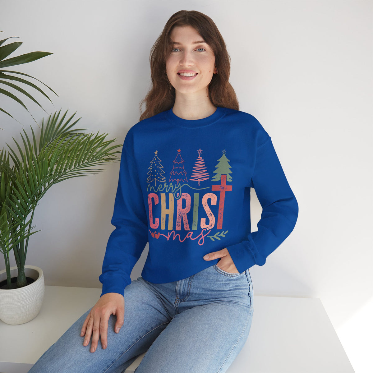 Merry ChrisTmas Christian Faith Graphic – Gildan Heavy Blend | Trendy Women’s Soft Sweatshirt. Direct to Garment. Printed & Shipped in the USA. Unisex Sizes.