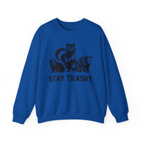 Stay Trashy, Skunk Raccoon Possum – Gildan Heavy Blend | Trendy Women’s and Men's Soft Sweatshirt. Direct to Garment. Printed & Shipped in the USA. Unisex Sizes.