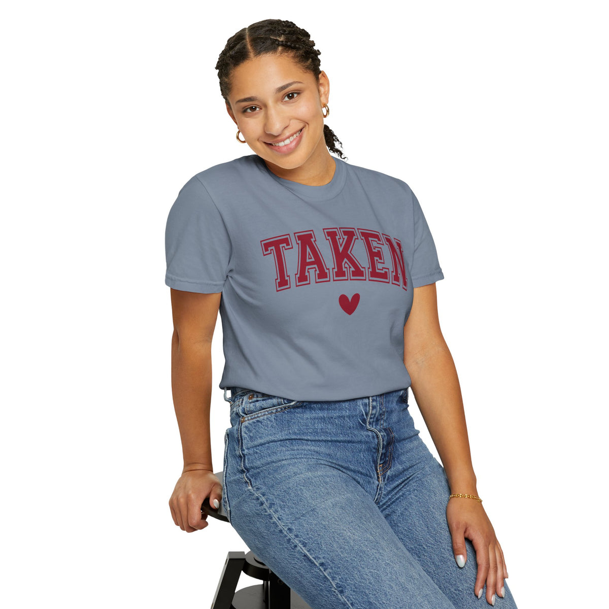 Taken - Varsity - Comfort Colors | Trendy Women's T-Shirt. Direct to Garment. Printed & Shipped in the USA. Unisex Sizes.