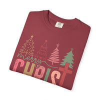 Merry ChrisTmas Christian Faith Graphic - Comfort Colors | Trendy Women's T-Shirt. Direct to Garment. Printed & Shipped in the USA. Unisex Sizes.