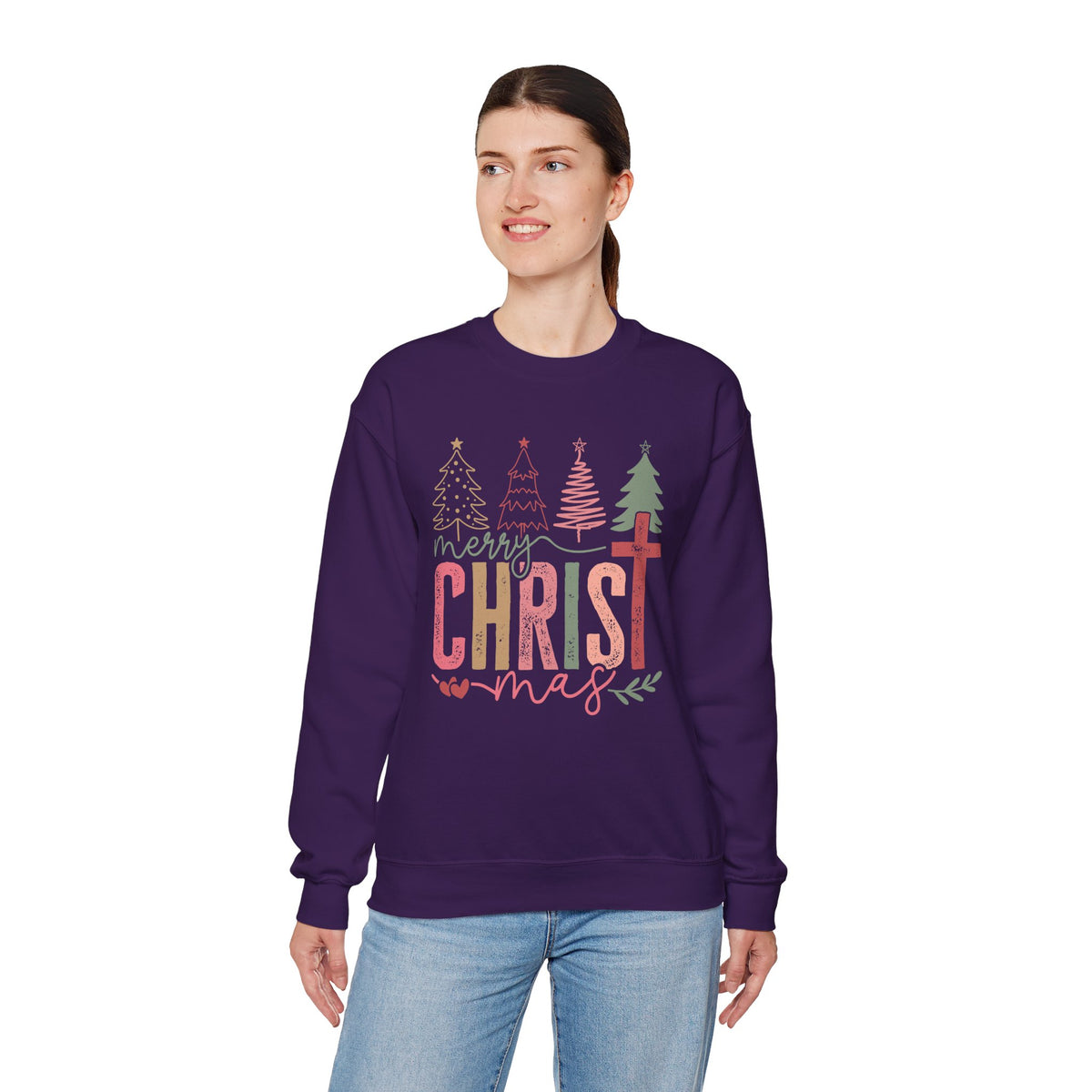 Merry ChrisTmas Christian Faith Graphic – Gildan Heavy Blend | Trendy Women’s Soft Sweatshirt. Direct to Garment. Printed & Shipped in the USA. Unisex Sizes.