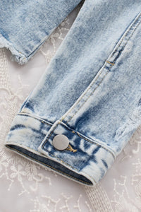 Ella Blue Jean Jacket, Distressed w/Raw Hem