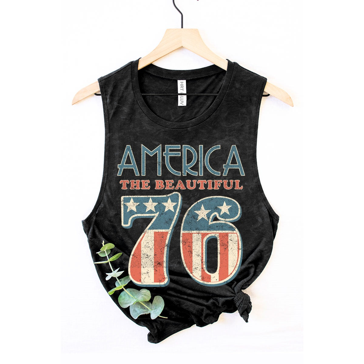 America 76 - Black Mineral Wash Tank Top