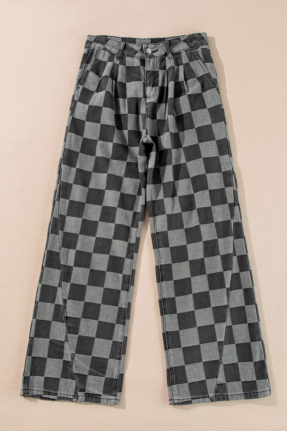 Gretchen Grey & Black Checkered Denim Jeans