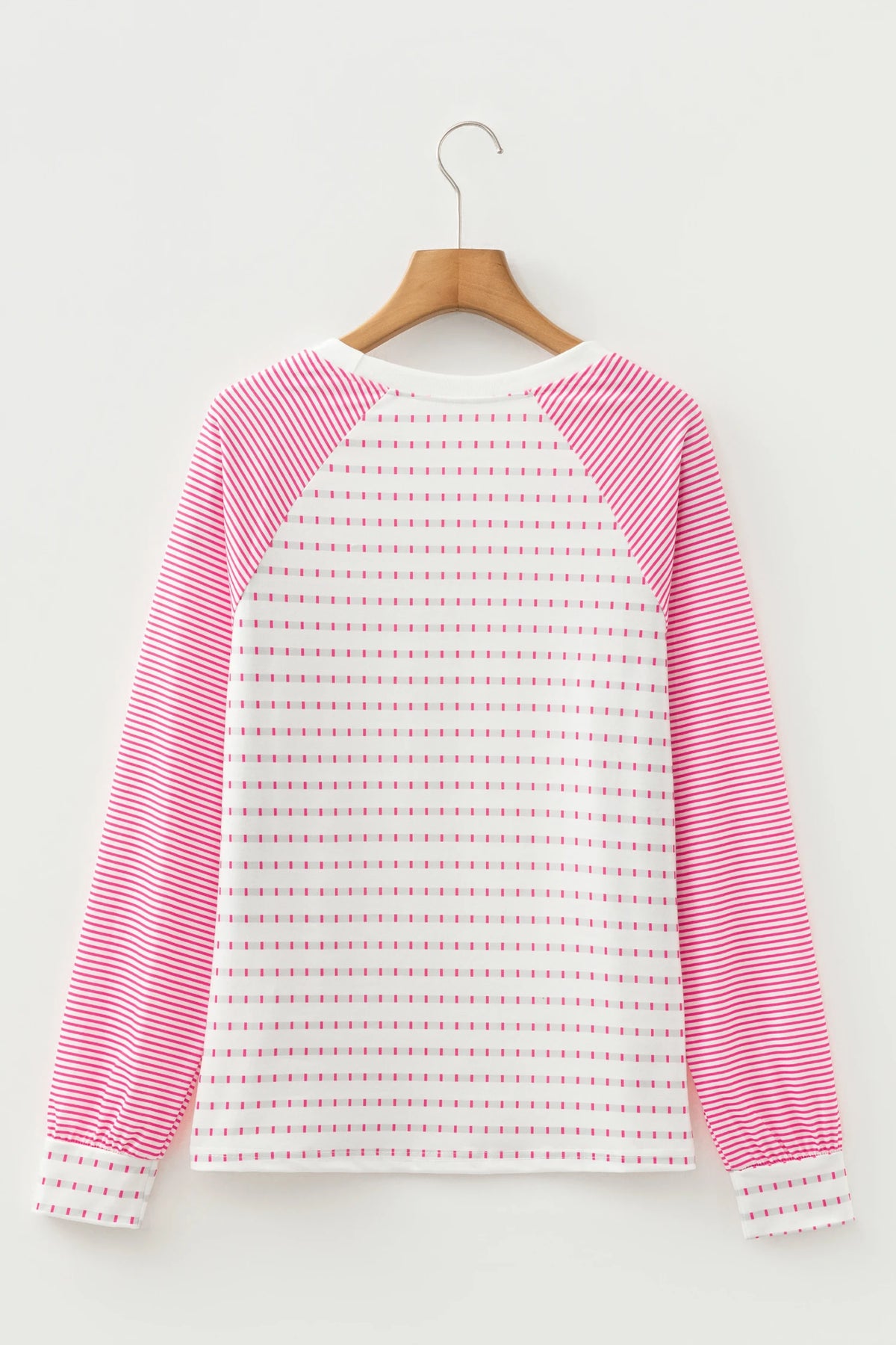Rose Stripe Raglan Patchwork Long Sleeve Tee