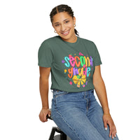 Coquette Second Grade Pencil Bow - Comfort Colors | Trendy Women's T-Shirt. Direct to Garment. Printed & Shipped in the USA. Unisex Sizes.