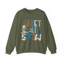 Let It Snow, Snowman – Gildan Heavy Blend | Trendy Women’s Soft Sweatshirt. Direct to Garment. Printed & Shipped in the USA. Unisex Sizes.