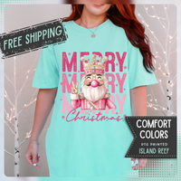 Merry Christmas — Cute Pink Bubblegum Nutcracker  - Comfort Colors | Trendy Women's T-Shirt. Direct to Garment. Printed & Shipped in the USA. Unisex Sizes.