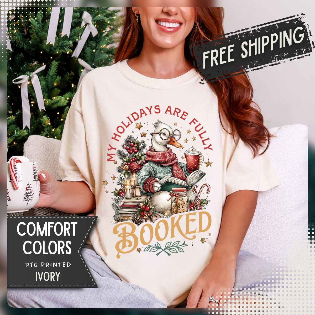 My Holidays Are Fully Booked - Comfort Colors | Trendy Women's T-Shirt. Direct to Garment. Printed & Shipped in the USA. Unisex Sizes.