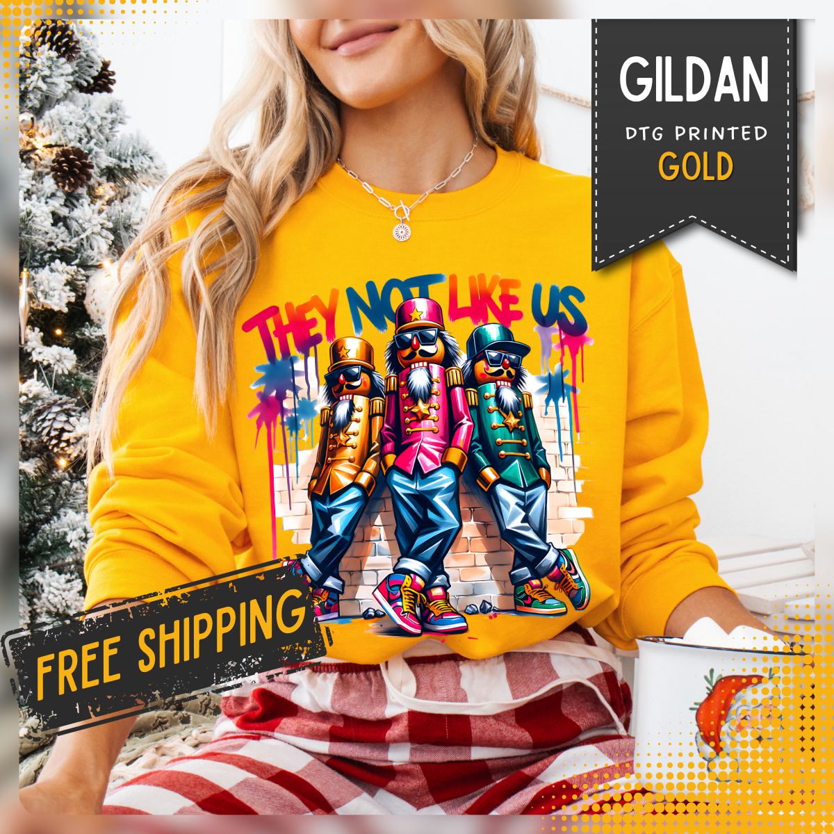 They Not Like Us Nutcracker Trio Christmas – Gildan Heavy Blend | Trendy Women’s and Men's Soft Sweatshirt. Direct to Garment. Printed & Shipped in the USA. Unisex Sizes.