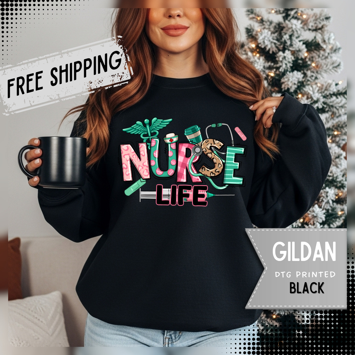 Nurse Life Cute Preppy Healthcare – Gildan Heavy Blend | Trendy Women’s Soft Sweatshirt. Direct to Garment. Printed & Shipped in the USA. Unisex Sizes.