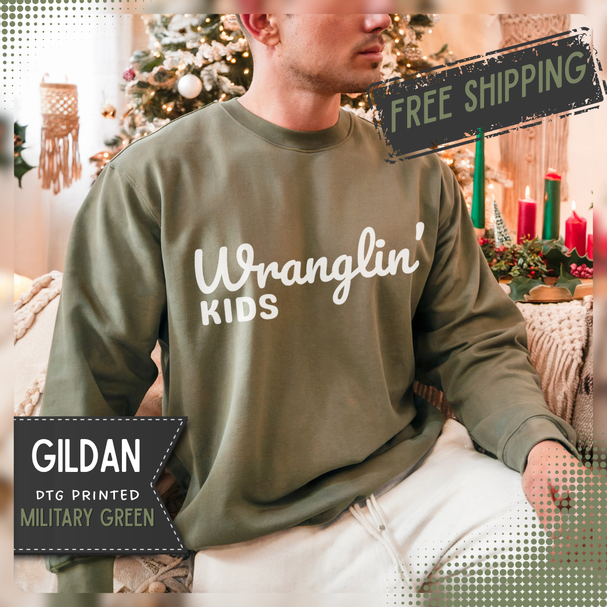 Wranglin' Kids Funny Mom Dad – Gildan Heavy Blend | Trendy Women’s and Men's Soft Sweatshirt. Direct to Garment. Printed & Shipped in the USA. Unisex Sizes.