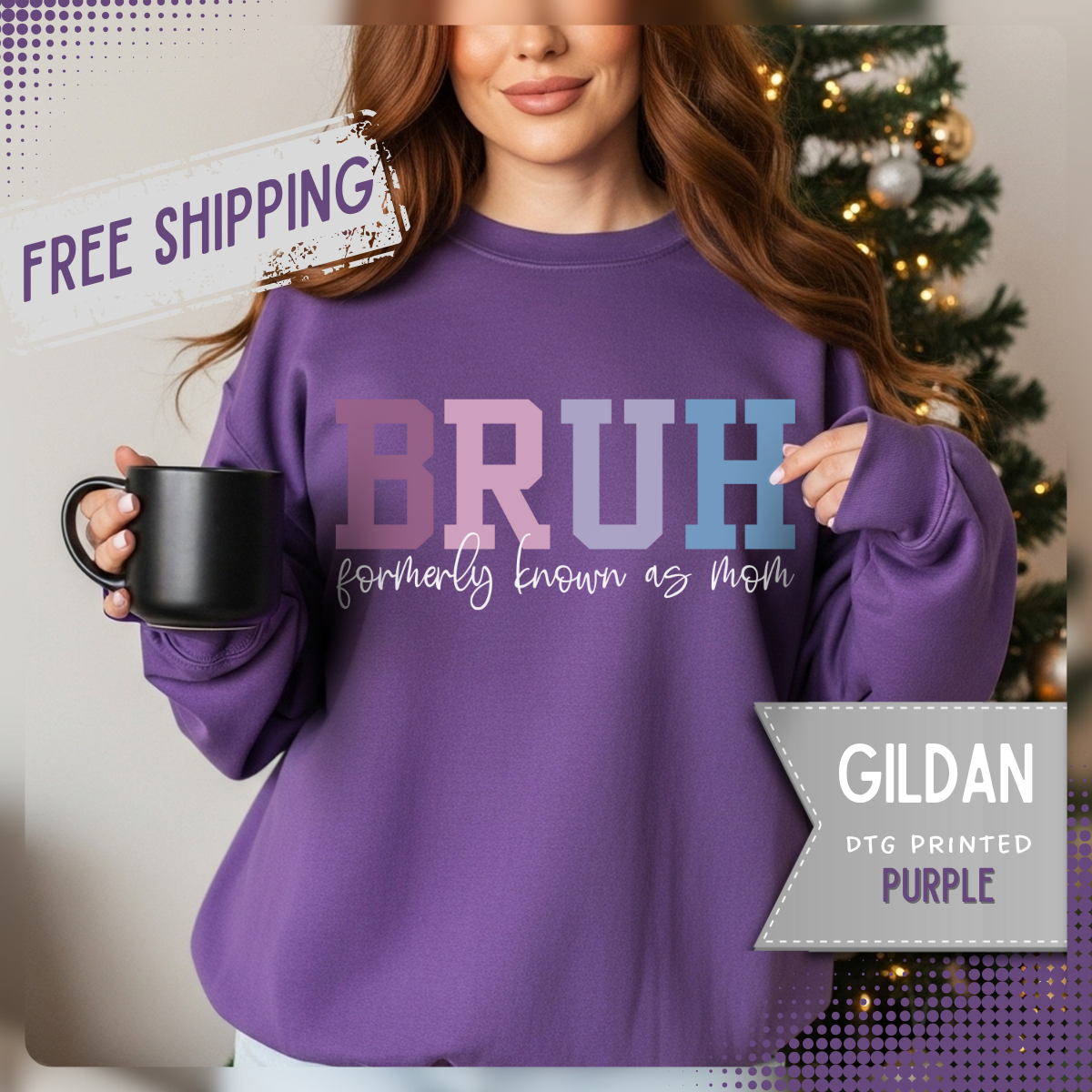 BRUH Formerly Known As Mom – Gildan Heavy Blend | Trendy Women’s Soft Sweatshirt. Direct to Garment. Printed & Shipped in the USA. Unisex Sizes.