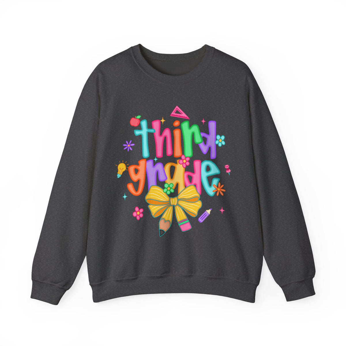 Coquette Third Grade Pencil Bow – Gildan Heavy Blend | Trendy Women’s Soft Sweatshirt. Direct to Garment. Printed & Shipped in the USA. Unisex Sizes.