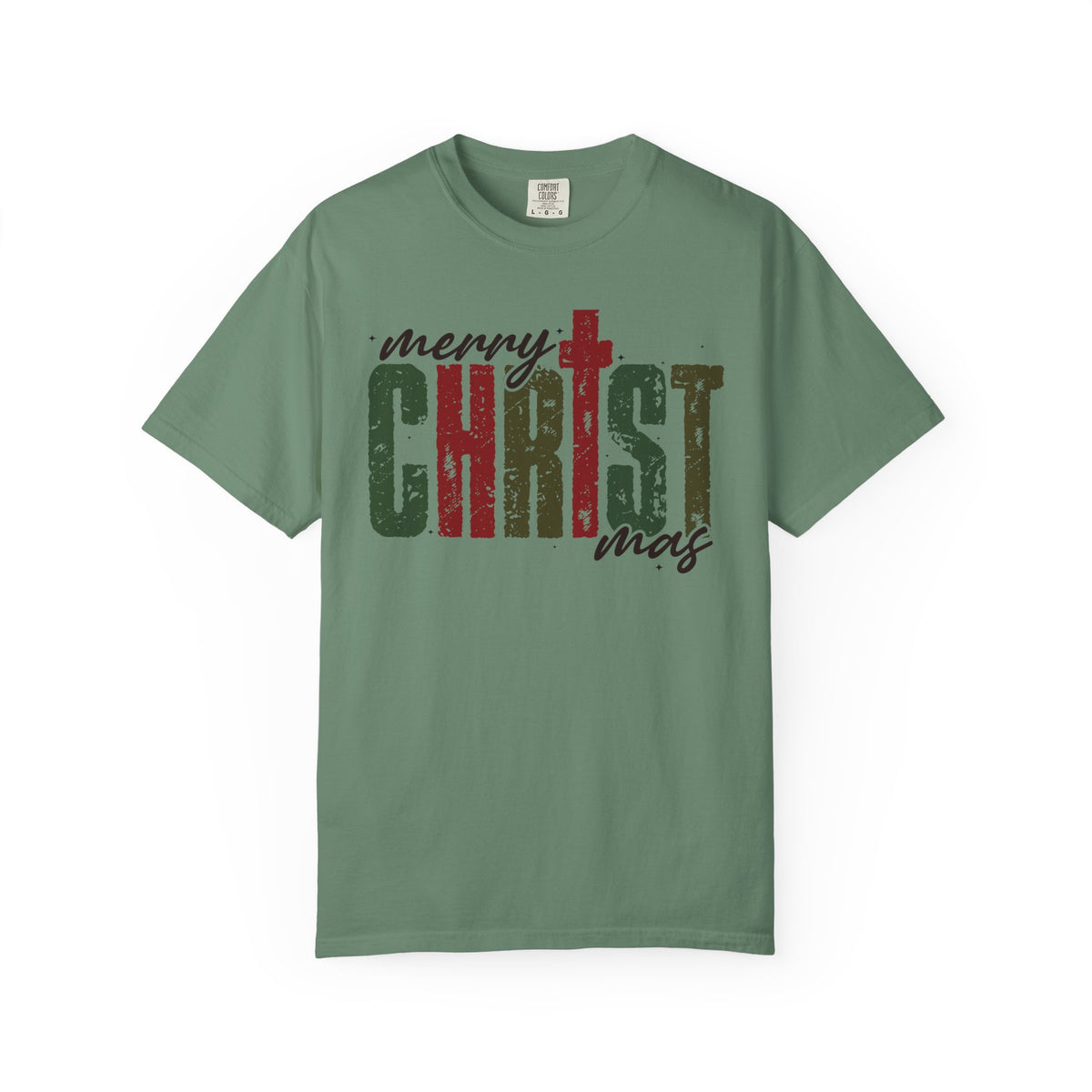 Distressed Merry ChrisTmas Faith - Comfort Colors | Trendy Men's and Women's T-Shirt. Direct to Garment. Printed & Shipped in the USA. Unisex Sizes.
