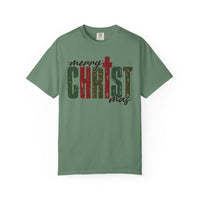 Distressed Merry ChrisTmas Faith - Comfort Colors | Trendy Men's and Women's T-Shirt. Direct to Garment. Printed & Shipped in the USA. Unisex Sizes.