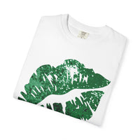 Green Faux Glitter Kiss - Comfort Colors | Trendy Women's T-Shirt. Direct to Garment. Printed & Shipped in the USA. Unisex Sizes.