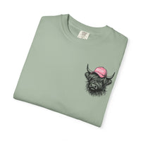 Head Heffa Highland Cow, Front & Back Print - Comfort Colors | Trendy Women's T-Shirt. Direct to Garment. Printed & Shipped in the USA. Unisex Sizes.