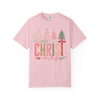 Merry ChrisTmas Christian Faith Graphic - Comfort Colors | Trendy Women's T-Shirt. Direct to Garment. Printed & Shipped in the USA. Unisex Sizes.