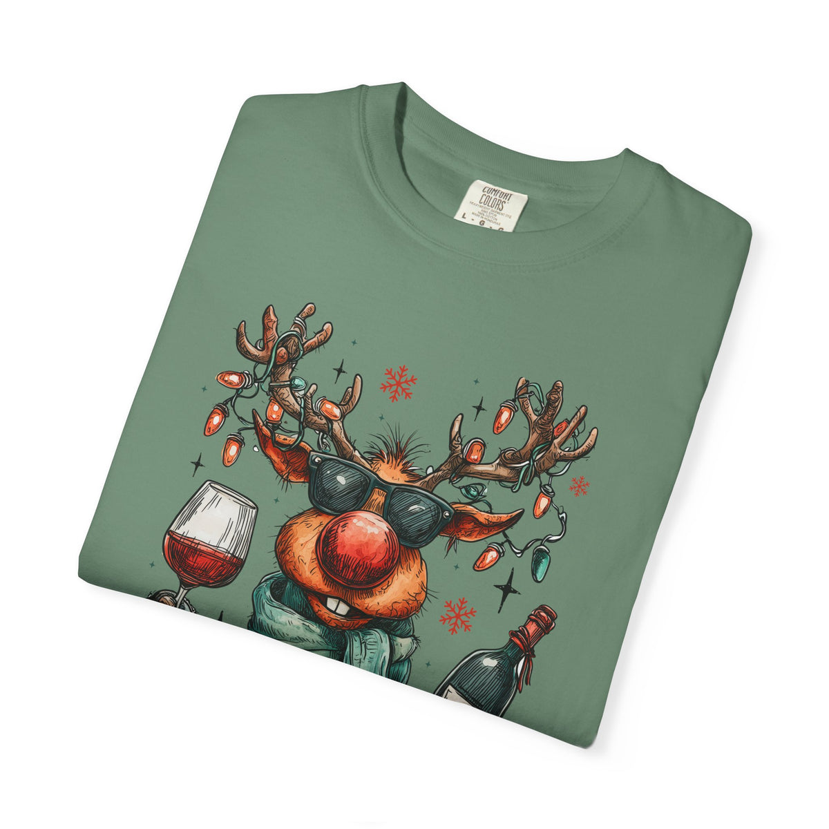 Merry & Mischievous Reindeer - Comfort Colors | Trendy Women's and Men's T-Shirt. Direct to Garment. Printed & Shipped in the USA. Unisex Sizes.