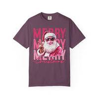 Pink Merry Christmas Bubblegum Santa - Comfort Colors | Trendy Women's T-Shirt. Direct to Garment. Printed & Shipped in the USA. Unisex Sizes.
