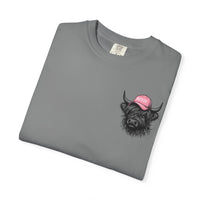 Head Heffa Highland Cow, Front & Back Print - Comfort Colors | Trendy Women's T-Shirt. Direct to Garment. Printed & Shipped in the USA. Unisex Sizes.