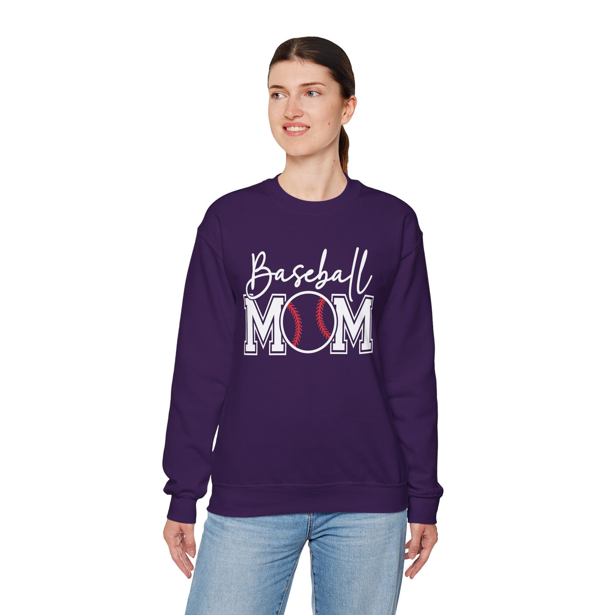 Baseball Mom – Gildan Heavy Blend | Trendy Women’s Soft Sweatshirt. Direct to Garment. Printed & Shipped in the USA. Unisex Sizes.
