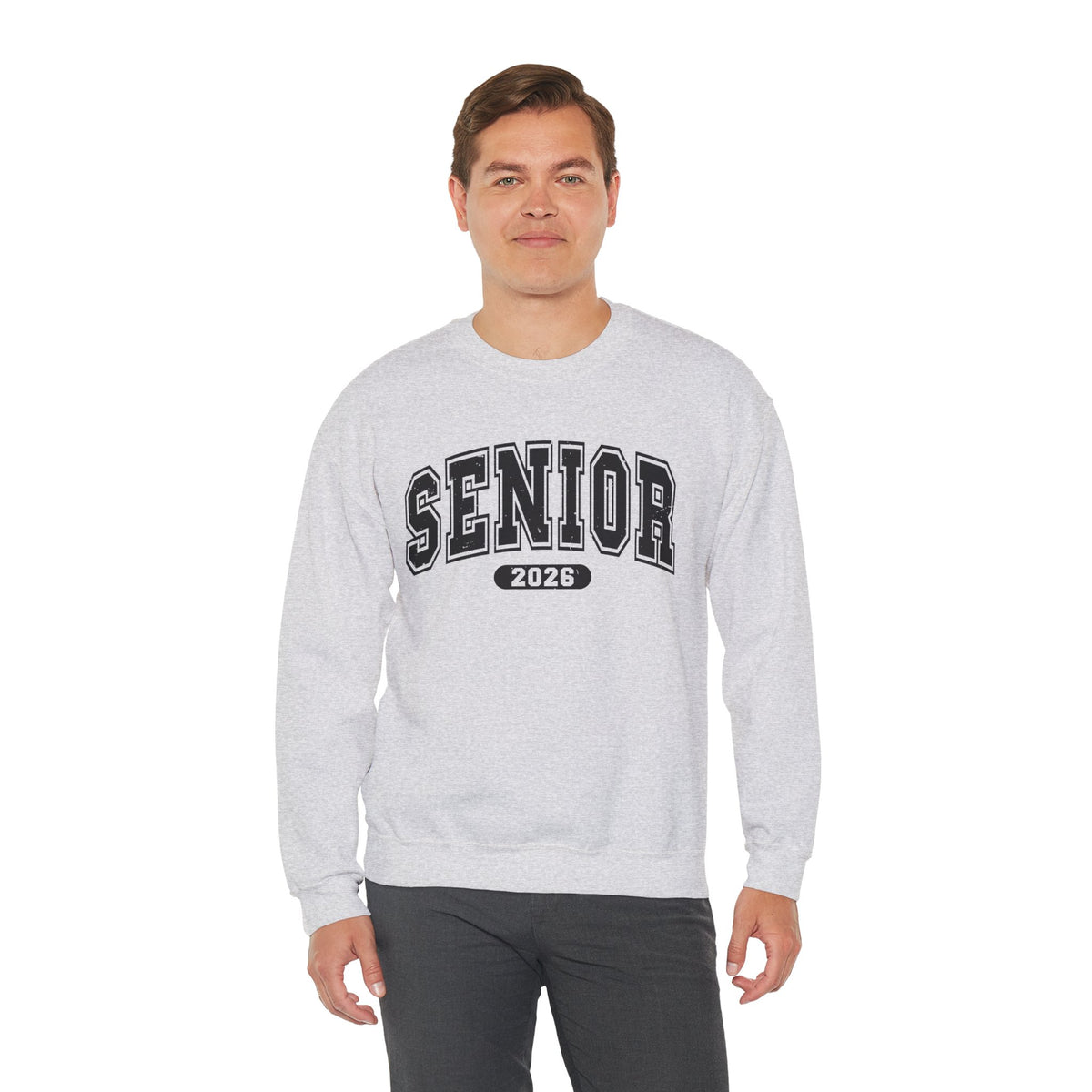 Senior 2026, Varsity – Gildan Heavy Blend | Trendy Women’s and Men's Soft Sweatshirt. Direct to Garment. Printed & Shipped in the USA. Unisex Sizes.