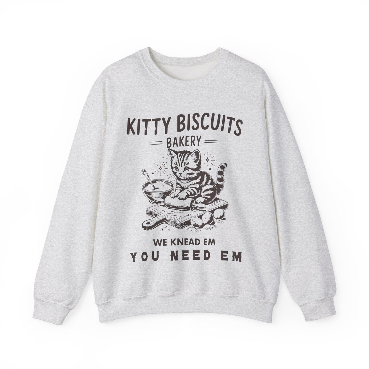 Kitty Biscuits Bakery – Gildan Heavy Blend | Trendy Women’s and Men's Soft Sweatshirt. Direct to Garment. Printed & Shipped in the USA. Unisex Sizes.