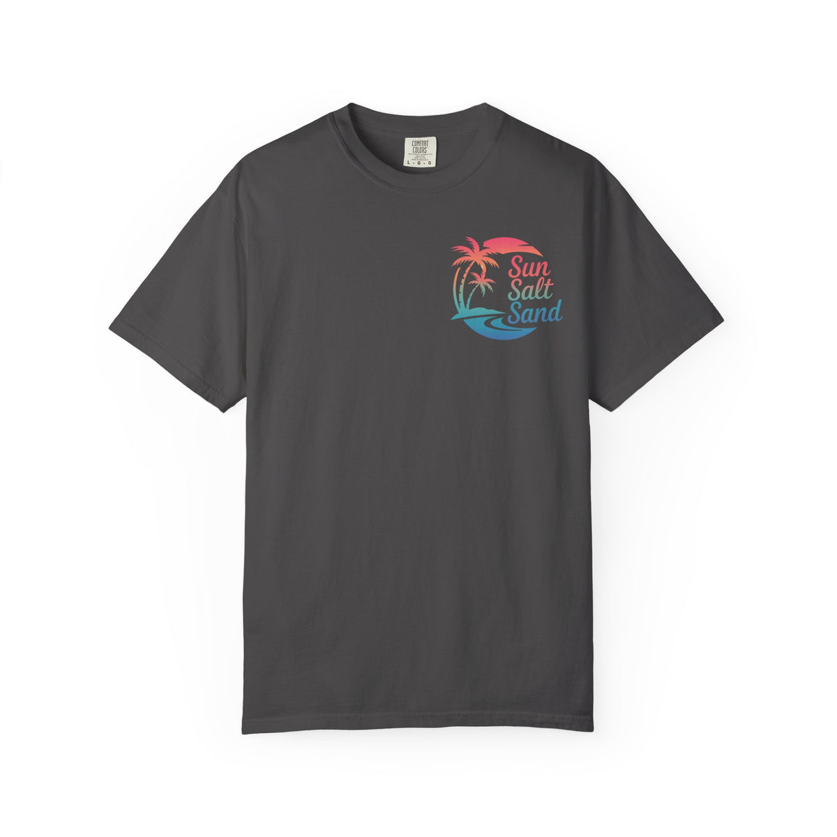 Sun Salt Sand, Beach Sunset - Front & Back Print - Comfort Colors | Trendy Women's and Men's T-Shirt. Direct to Garment. Printed & Shipped in the USA. Unisex Sizes.
