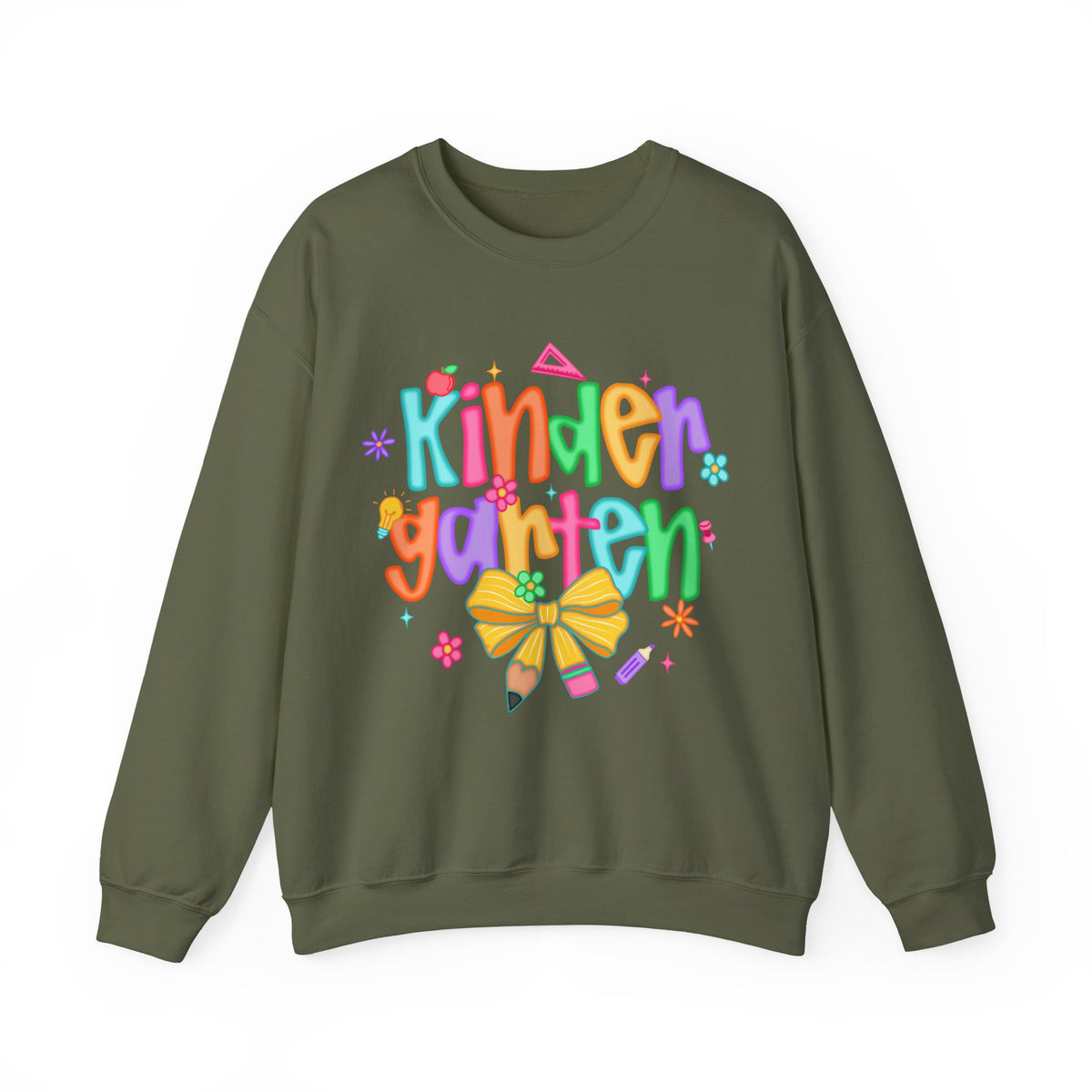 Coquette Kindergarten Pencil Bow – Gildan Heavy Blend | Trendy Women’s Soft Sweatshirt. Direct to Garment. Printed & Shipped in the USA. Unisex Sizes.